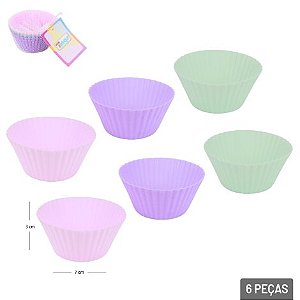 Forma Cupcake Silicone Colorida 6un