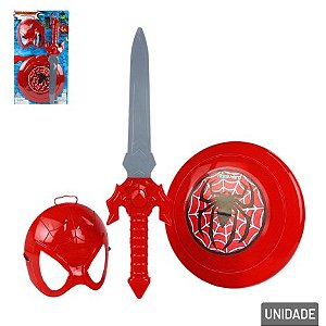 Kit Heróis: Escudo, Máscara e Espada de Plástico