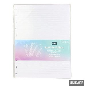 Refil Folhas Caderno Disco 28cm 80 Folhas Pautadas
