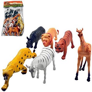 Kit Animais de Plástico Selva 6 Peças