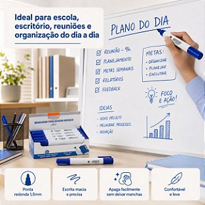 Marcador para Quadro Branco BRW Azul Ponta 1,5mm