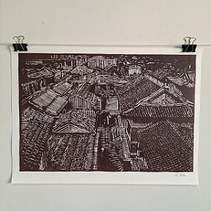 Xilogravura - Vilarejo/Telhados