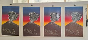 Linoelogravura - Vulcão