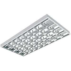 Luminária Comercial Calha Embutir 4x18w 1243mm Tubular T8 10 Aletas - Para Forro Modular E Gesso