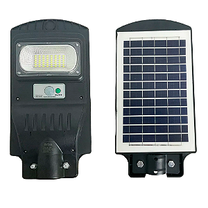 LUMINARIA PÚBLICA SOLAR DE LED 50W C/CONTROLE REMOTO E SENDOR