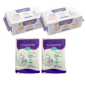 Kit 2 Toalhinhas Amamente 96un + 2 Algodão Quadrado 50un