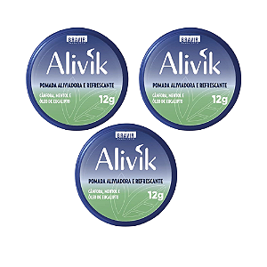 Kit 3 Alivik Pomada Aliviadora e Refrescante Bravir 12g