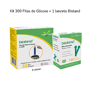 Kit 300 Fitas de Glicose + 100 Microlancetas Universal P/lancetador G423l Bioland