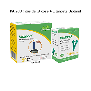 Kit 150 Fitas de Glicose + 100 Microlancetas Universal P/lancetador G423l Bioland