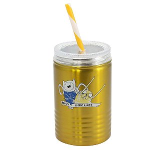 Copo de Metal 550ml com Canudo Hora da Aventura - Finn e Jake