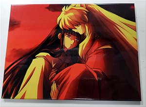 Quadro de Metal 26x19 Inuyasha e Kikyo