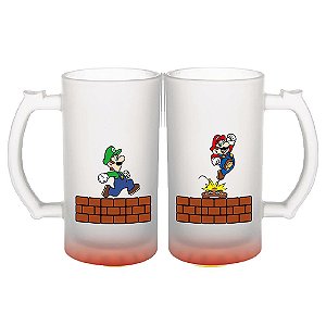 Conjunto de Canecas de Chopp Fosca 450ml Nintendo - Mario Bros
