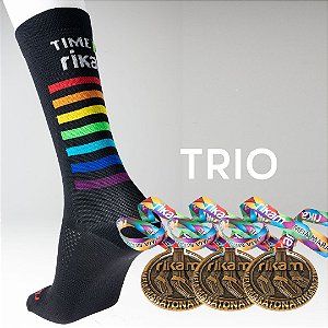 Kit Trio Meia Maratona Rikam (3 Meias + 3 Medalhas)