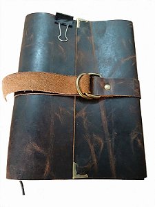 Caderno de Couro Legítimo com Fivela A6