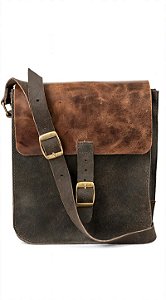 Bolsa Transversal Unissex Couro Legítimo Crazy Horse e Estonado