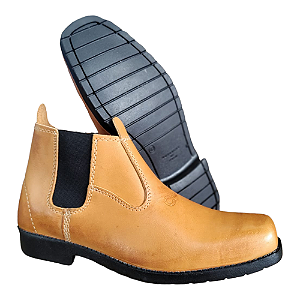 Botina em Couro Legitimo com Solado de Pneu Resistente