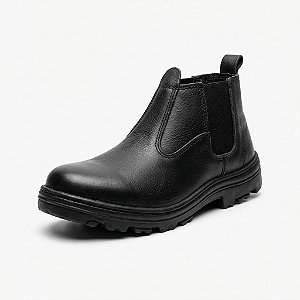 Botina de Segurança Masculina em Couro com Solado de Borracha – Biqueira Comum