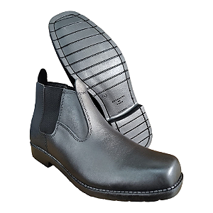 Botina Preta em Couro Legitimo com Solado de Pneu Resistente