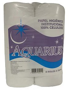 Papel Higiênico Rolão Celulose Folha Simples Fardo com 8 Rolos Aquarius