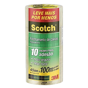 Fita Adesiva de Empacotamento Scotch 45mmx100m Transparente 5802 - PCT c/ 4