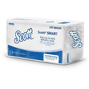 Papel Toalha de Mão Interfolhado 21,5cmx19,2cm Scott Smart Folha Simples 1.000 Fls