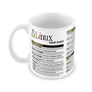 Caneca Linux Commands Cheat Sheet branca