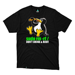 Camisa Linux Sudo rm -rf preta DTF