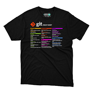 Camisa Git Commands Cheat Sheet Preta DTF
