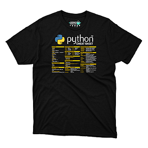 Camisa Python Commands Cheat Sheet Preta DTF