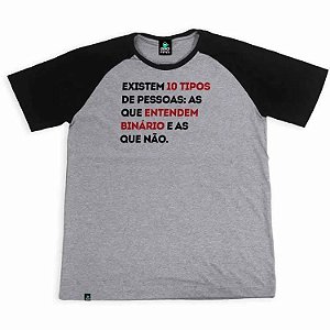 Camisa Raglan Existem 10 tipos pessoas as que entendem binário e as que não