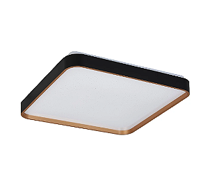 Plafon  Smart preto com dourado - com luz 3 cores e controle remoto - LED 30w  - LA1030  - Luclair