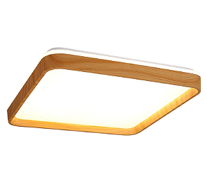 Plafon Smart quadrado cor madeira - com luz 3 cores e controle remoto  - LED 40W  - LA1038 - Luclair
