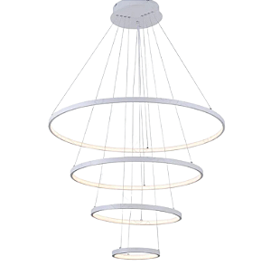 Pendente 4 aros LED 150W bivolt prata 80X60X40X20cm