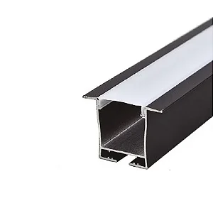 Perfil LED Embutir Preto 36x26,7mm 2 Metros - Astra LED PF-1915 - (NÃO ACOMPANHA FITA LED)
