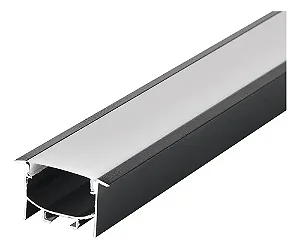 Perfil LED Embutir Preto 30x18mm 3 Metros - (NÃO ACOMPANHA FITA LED)