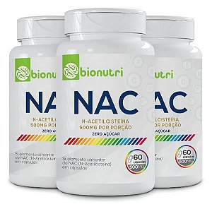 Kit 3x Nac N-acetilcisteina 500mg 120cápsulas - BIONUTRI