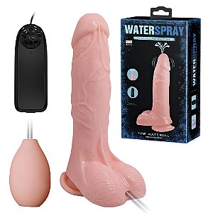 Vibrador realístico com EJACULADOR, escroto e ventosa - 19,5x4,5