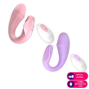 Vibrador de casal em formato de glande com controle remoto