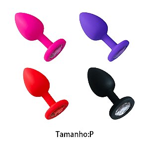 Plug Anal em Silicone com Pedra - Tamanho P