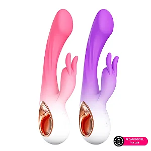 Vibrador ponto G com estimulador rabbit 10 modos de vibração