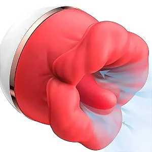 Vibrador de vácuo com sucção em formato de boca e língua vibratória