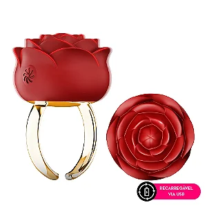 Mini vibrador anel em formato de rosa