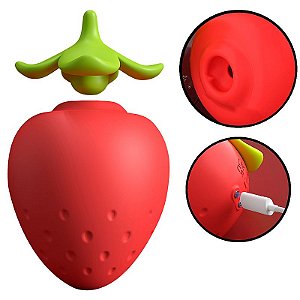 Vibrador de Pulsação Formato de Morango