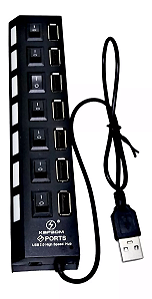 Hub Usb 2.0 Alta Velocidade 7 Portas Multi Com Chave Power