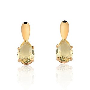 Brinco gota em cristal amarelo