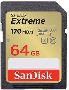 Cartão de Memória SD SANDISK 64 GB Extreme (80MB/s - 170MB/s)