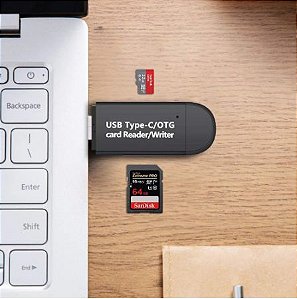 Leitor de Cartão USB-C e USB 2.0 (SD e micro SD)