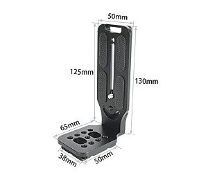 Suporte L para montagem vertical de câmeras com engate rápido padrão Manfrotto (BEXIN)