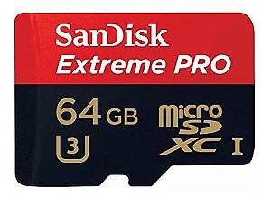 Cartão de Memória micro SD SANDISK 64 GB Extreme Pro (90MB/s - 200MB/s)