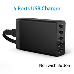 Carregador 40W 5 portas USB BLACK (preto)